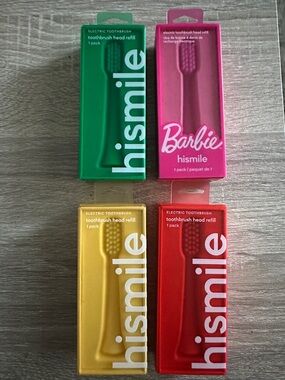 Hismile & Barbie Electric Toothbrush Heads - Pink, Green, Yellow, Red